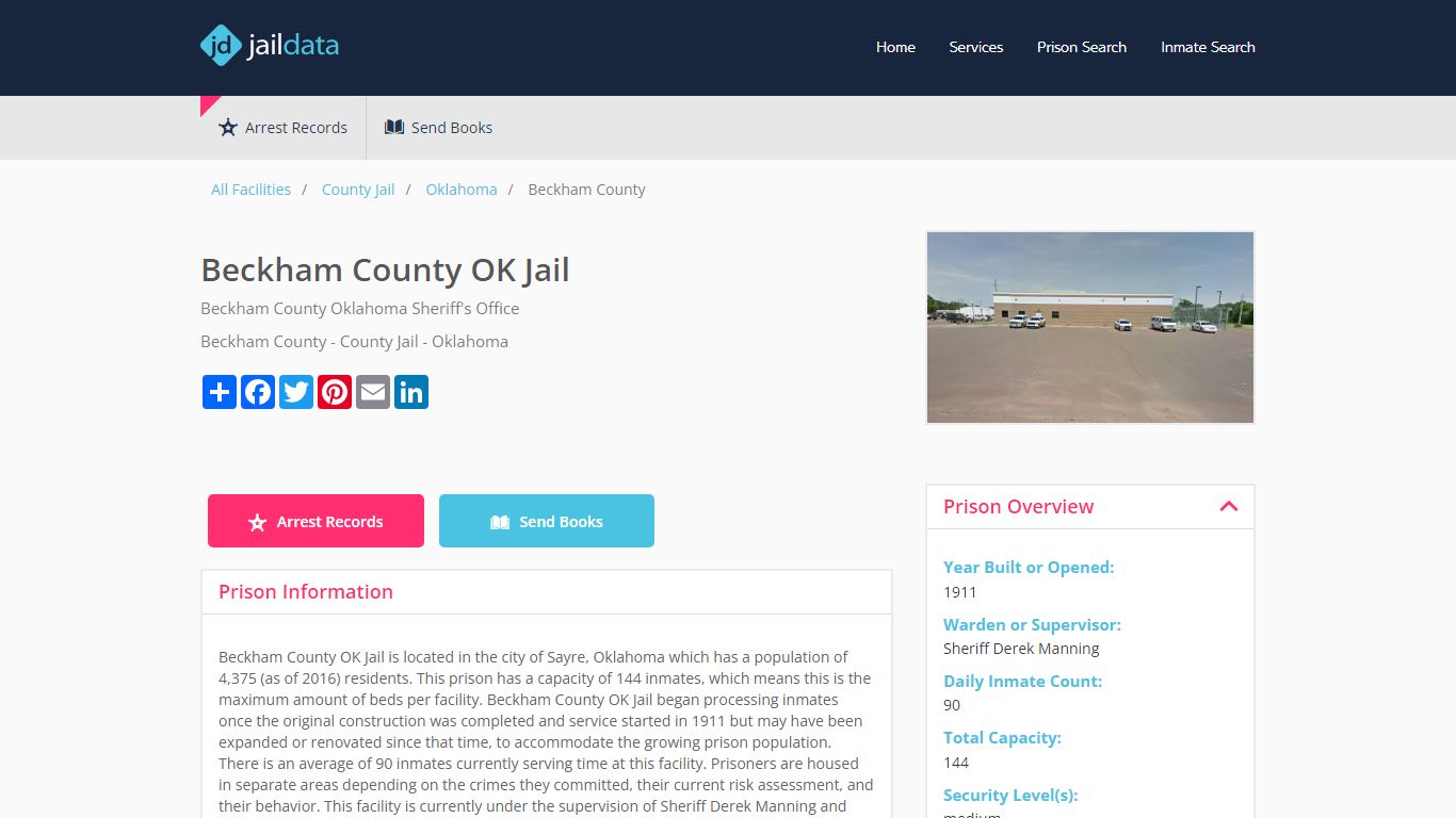 Beckham County OK Jail Inmate Search and Prisoner Info - Sayre, OK